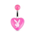 thumbnail image 2 of Belly Ring with Playboy Bunny Printed Acrylic Heart 14g, 2 of 6