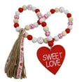 thumbnail image 2 of Baywell Valentine's Day Wood Bead Garland with Tassel Rustic Farmhouse Wooden Bead with Jute Rope Wood Beads Tiered Tray Decor, 2 of 5