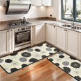 thumbnail image 3 of Geometric Flower and Dahlia Beige Anti Fatigue Kitchen Rugs Set Of 2, Non Slip Washable Decorative Floor Mats for Sink Laundry and Home Use, 17"x47", 3 of 5