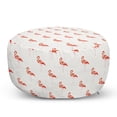 thumbnail image 1 of Bird Pouf Cover with Zipper, Summer Design Exotic Tropical Style Image of Flamingo Standing on 1 Foot, Soft Decorative Fabric Unstuffed Case, 30" W X 17.3" L, Off White Burnt Sienna, by Ambesonne, 1 of 5