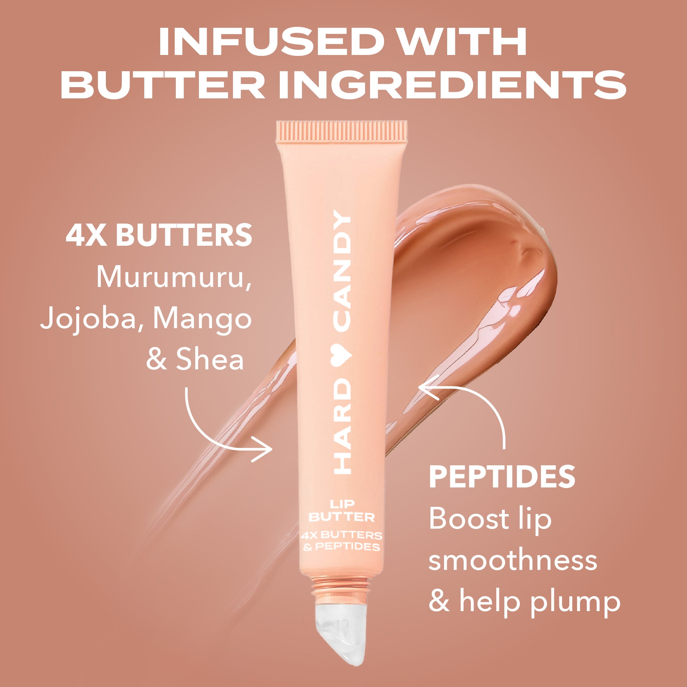 Hard Candy Lip Butter Glowy Balm, Toasted Coconut, Sheer Beige Tint, Shine, Hydration 15mL