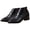Black, variant on Lovskoo 2024 Ankle Boots for Women Pointed Toe Chunky Heel Cusp Toe Leather Shoes Wedge Heel Collision Ladies Single Shoes Water Zipper Proof Black