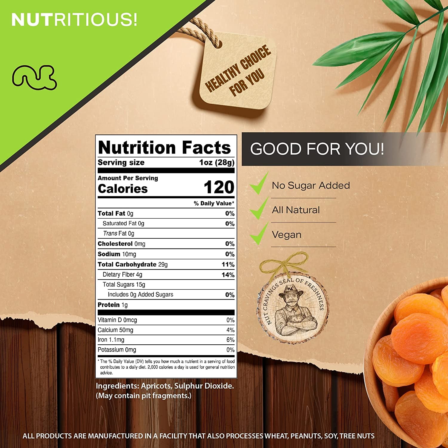  NUTS U.S. – Dried Apricots, Jumbo Size Turkish Apricots, No  Added Sugar & Color, Chewy and Juicy Texture, Non-GMO and No Added Flavor