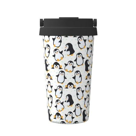 

Matuu Cute Penguins for Insulated Coffee Mug Reusable Travel Coffee Cup Spill Proof 16oz Stainless Steel Coffee Cups for Hot/Ice Coffee Tea