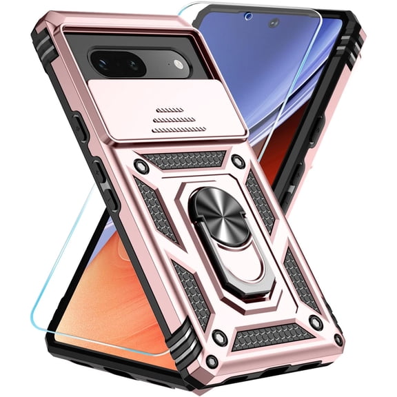 for Google Pixel 7A Case with Tempered Glass Screen Protector & Slide Camera Cover & Kickstand, [Not for Pixel 7/7 Pro Phone], Google 7A Case [Military Grade] Case for Pixel 7A (Blue)
