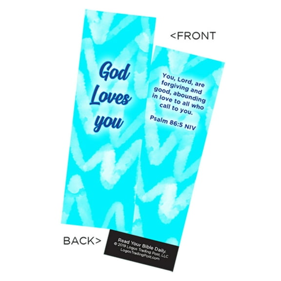 Children's Christian Bookmark, God Loves You, Psalm 86:5 - Pack of 25 - Christian Bookmarks