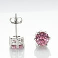 thumbnail image 3 of Sterling Silver Six Claw Moissanite Earrings Color Pink Moissanite Earrings, 3 of 5