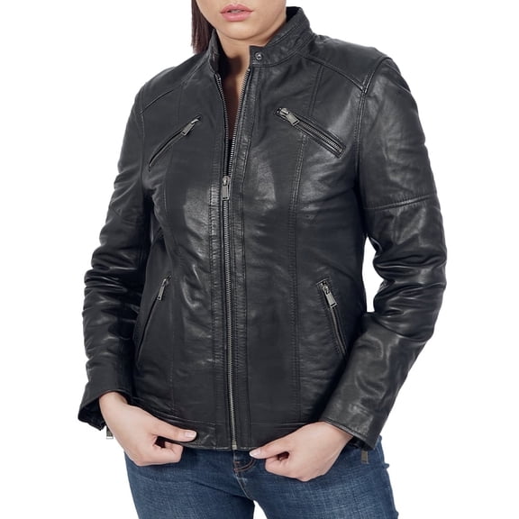 Boston Harbour Miak Motorcycle Leather Jacket Women - Biker Womens Leather Jacket