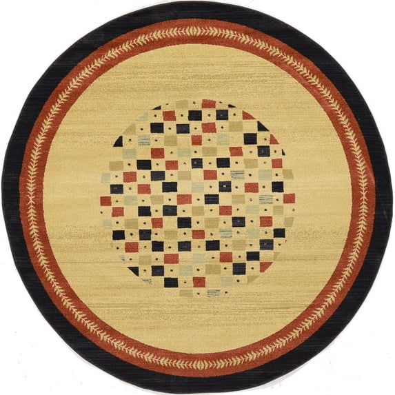 Unique Loom Fars Round Geometric Traditional Area Rugs, Beige