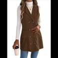 thumbnail image 1 of Vestido de Mujer Color Caqui con Bloques de Color, Otoño, Larga, Rayas, Blazer Falso para Mujer. Café M, 1 of 10