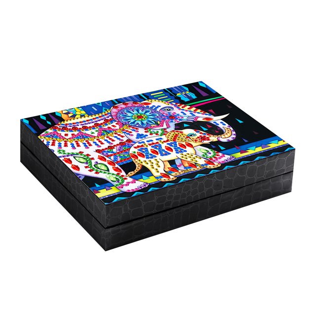 Caja de almacenamiento de joyas con pintura de diamantes DIY, organizador de resina de elefante, estuches de transporte FLhrweasw Nuevo