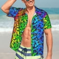 thumbnail image 4 of Uemuo Multicolored Butterflies Printed Regular Fit Short Sleeve Casual Hawaiian Shirt for Men,Aloha shirt,Tropical shirt,Floral print shirt,Vacation Beach shirt-X-Large, 4 of 9