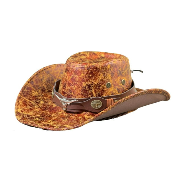 Sombrero de vaquero para hombre, elegante sombrero de de ala ancha para fiestas temáticas, acampadas y senderismo Naranja