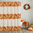 thumbnail image 2 of Shower Curtain 72"W x 96"L Thanksgiving Autumn Leaves Linen Texture Fabric Shower Curtains Set with Hooks Water Repellent Bathroom Curtains Machine Washable Bathroom Accessories, 2 of 6