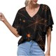 thumbnail image 1 of Camiseta de manga corta suelta con cuello en V y estampado informal a la moda de verano para mujer Fridja  zx3617, 1 of 5