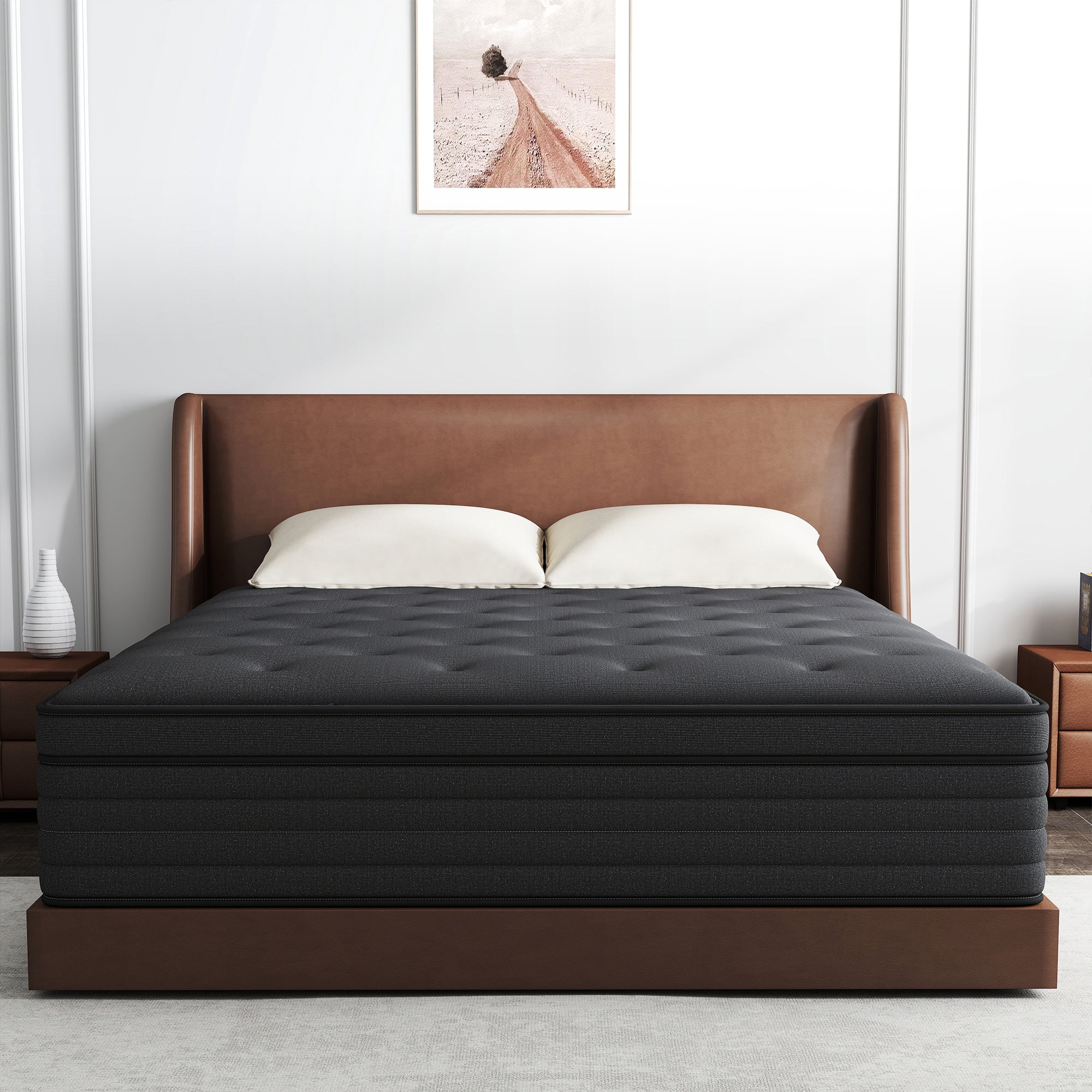 Kviwasha King Mattress 14 inch Hybrid Gel Memory Foam & Pocket Innerspring, Pressure-Relief, Medium Firm Mattress