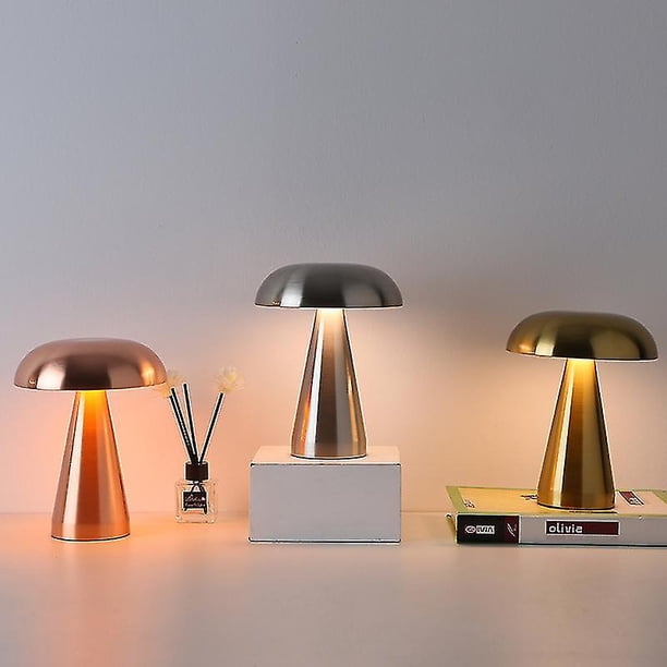 Lámpara de mesa LED con forma de seta, iluminación táctil recargable de tres tonos para cafetería, bar, restaurante, sala de estar, dormitorio, estudio, decoración, 1 Uds.
