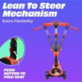 thumbnail image 5 of Skidee Kick Scooters for Kids, Adjustable Height, Foldable, LED Lights, Rear Brake, Ages 2-12, Orange, 5 of 7