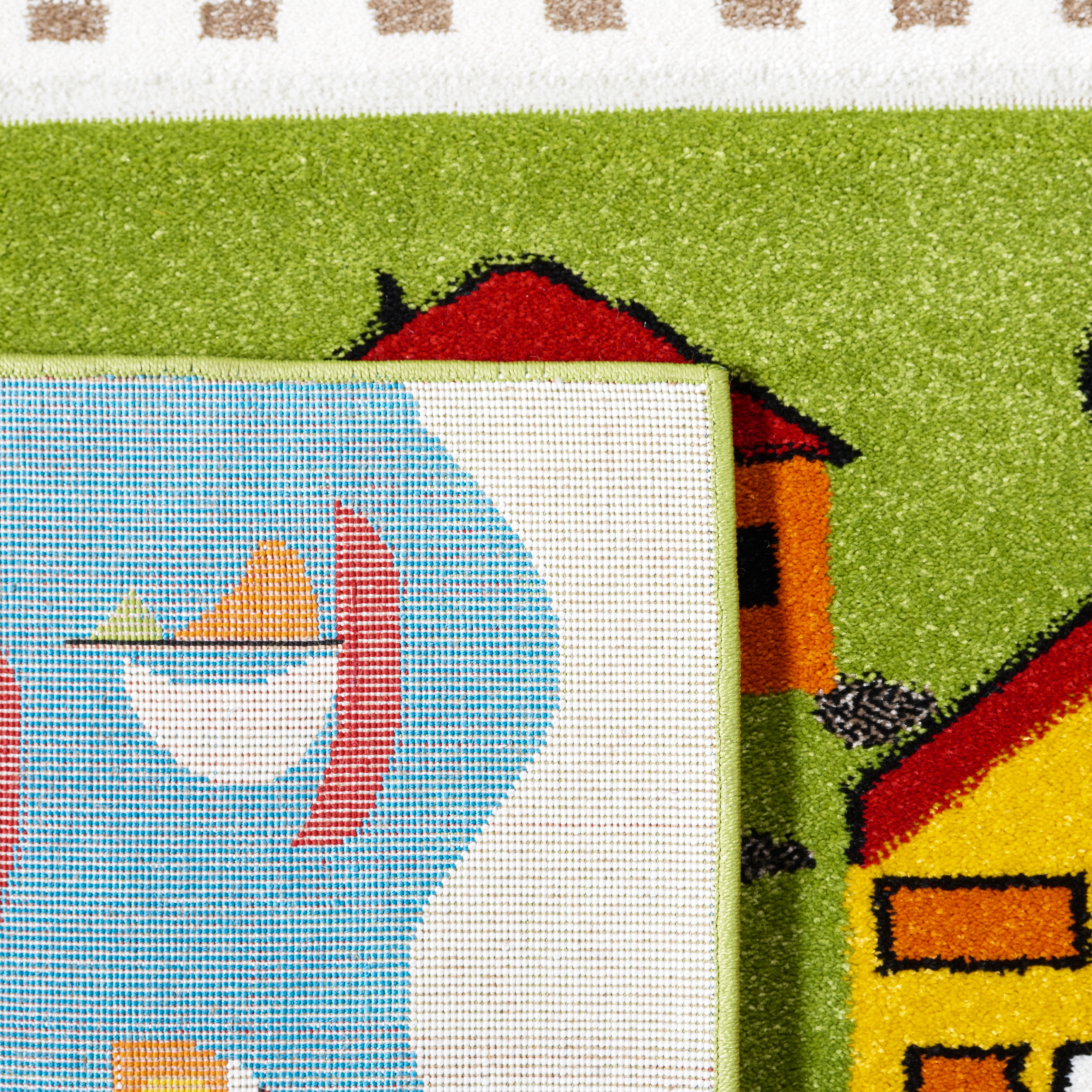 SAFAVIEH Carousel Kids Railroad Town Area Rug, Green/Beige, 9' x 12'