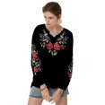 thumbnail image 3 of Higustar Embroidered Tops for Women Long Sleeve V Neck Plus Size Boho Mexican Style Blouse Peasant Tops Women T Shirts Casual Tee Ladies Tunics-3XL/Black/059/H, 3 of 9
