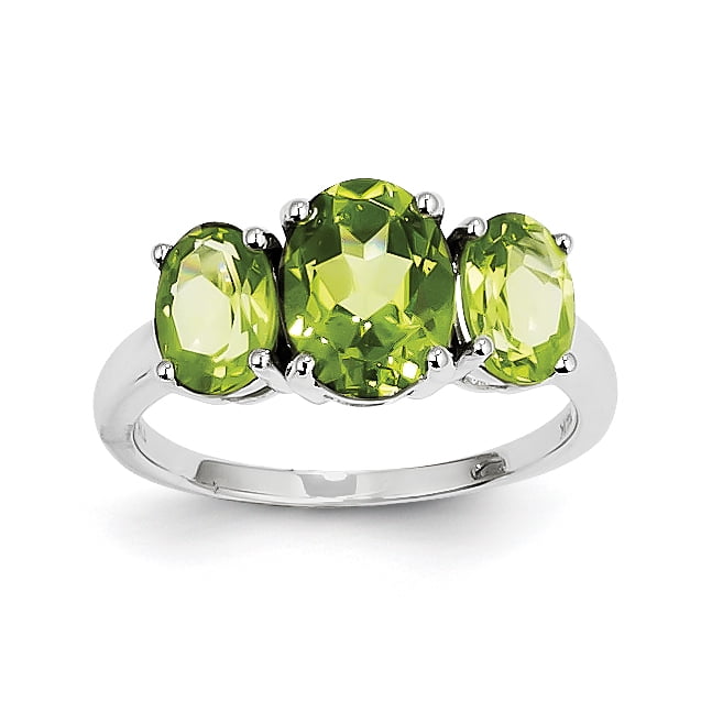 14k White Gold White Peridot Oval Ring by