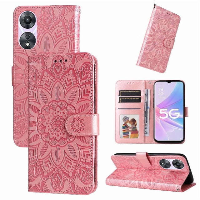 Funda tipo cartera GANGXUN para OPPO A78 5G , diseño girasol, cuero PU, soporte, cierre magnético, tarjetero