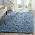 thumbnail image 3 of SAFAVIEH Florida Tabitha Geometric Waves Shag Runner Rug, Dark Blue/Cream, 2'3" x 5', 3 of 6