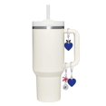 thumbnail image 2 of Delight Jewelry Acrylic 1" Navy Blue Heart - Silvertone Black Bow Charm Accessory for Tumblers and Thermal Cups, 2 of 4