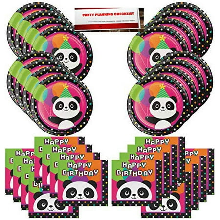 Panda Bear Birthday Party Supplies Bundle Pack for 16 Guests (Plus Party Planning Checklist by Mikes Super Store)