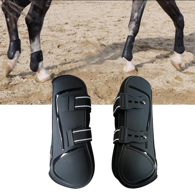 1 Botas de Bloqueo para Tendón de Caballo, es de Amortiguación de Entrenamiento, Equipo de Carcasa de Competic Pata delantera negra XL Soledad Botas de tendón de caballo