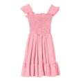 thumbnail image 4 of Girls' Summer Sleeveless Smocked Dress Square Neck Ruffle Hem Casual Sundress Pink 130, 4 of 4