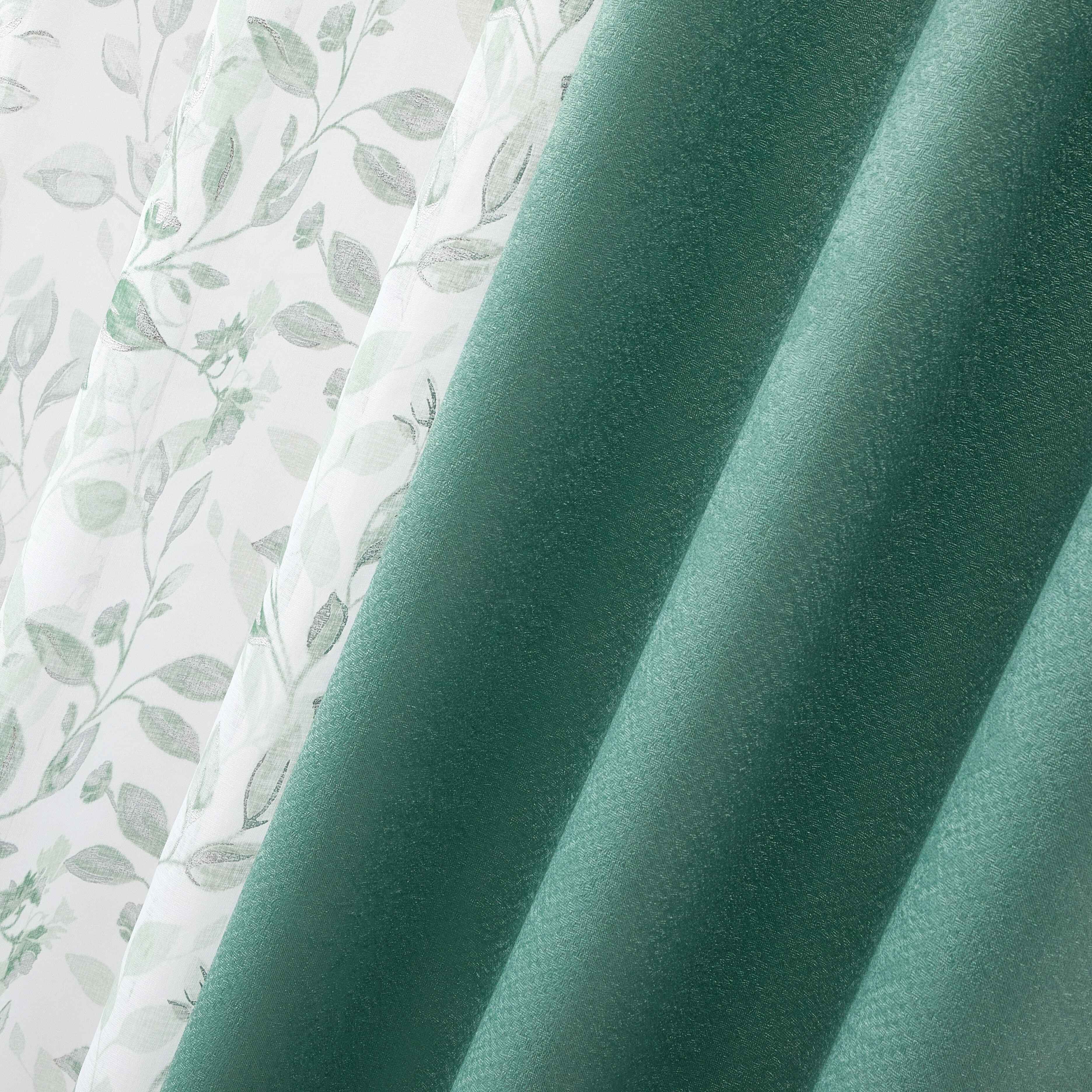 Mainstays Metallic Blackout Curtain Panel Set, Pacific Green, 27.5 in W x 63 in L