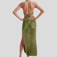 thumbnail image 5 of Womens Crochet Beach Cover Up Dress V-Neck Sleeveless Long Knit Halter Backless Bikini Wrap with Cut-Out, Summer Swimwear Cover Ups, 5 of 7