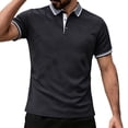 thumbnail image 3 of Men's Solid Color Knit Casual Shirt Tops, Short Sleeve Lapel Breathable Cooling Quick Dry, Summer Beach Vacation Travel Gym Fitness Outfits, Modern Essential | JASKFLY,Black L, 3 of 9