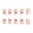 thumbnail image 3 of DIY New Valentine's Day Red Love Heart Full Cover Almond Square Nail Tips Press on Nails Fake Nails False Nails C227, 3 of 8