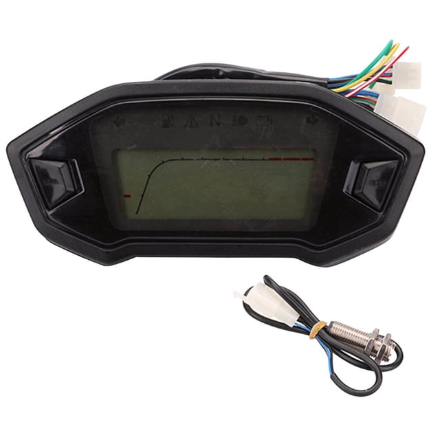 Velocímetro universal para motocicleta de 12 V, LCD, digital, odómetro, tacómetro, piezas modificadas (negro)