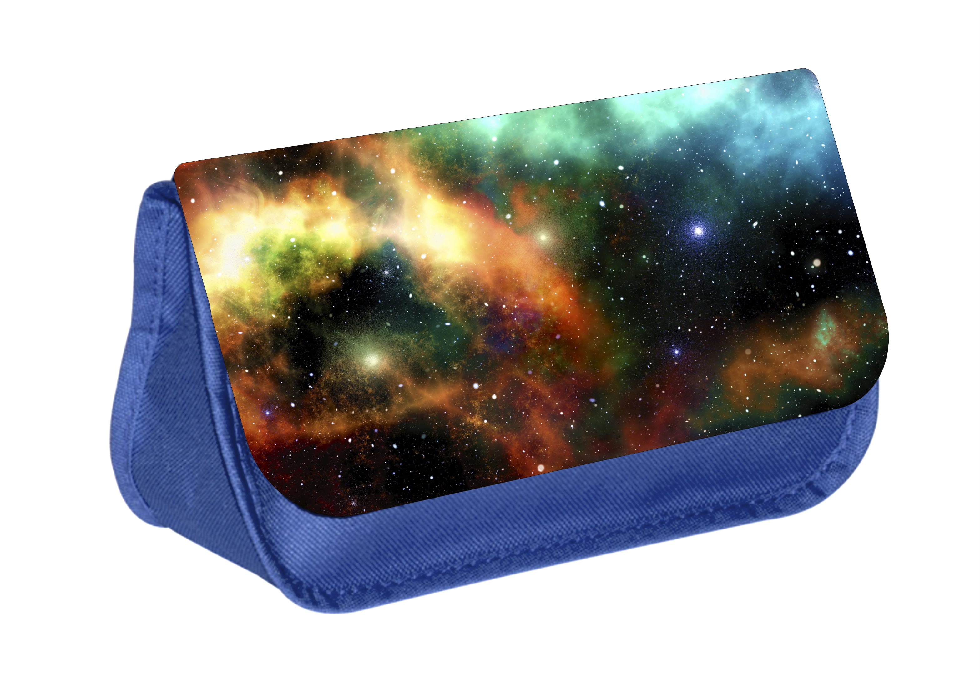 Space Galaxy - Boys Blue Pencil Case with 2 Zippered Pockets and Velcro ...