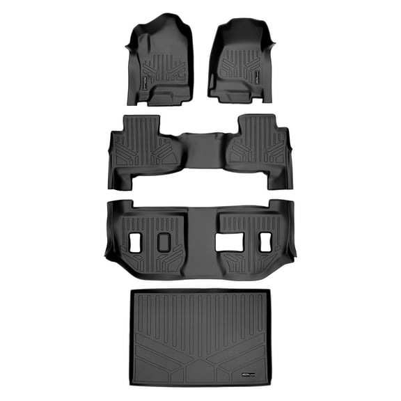 SMARTLINER 4 Rows Custom Fit Floor Liners Compatible with 2015 - 2020 Chevrolet Suburban 8 Passenger (Gasoline | 2nd Row Bench Seats)