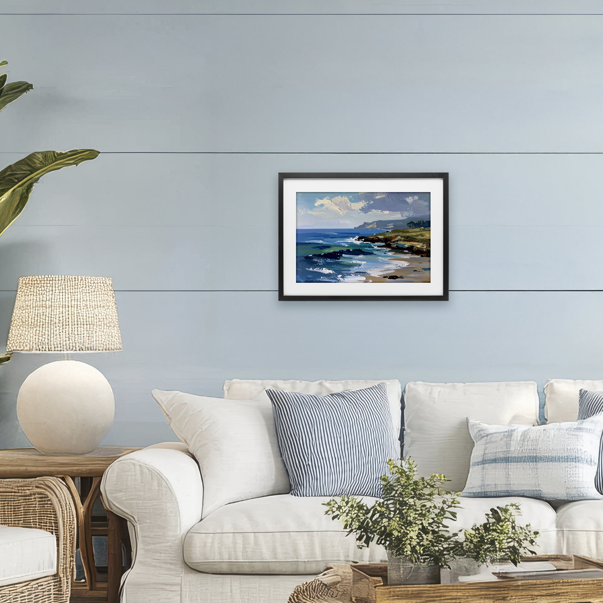 Stupell Industries Sky To Sea Impression Black Framed Print Under Glass, design by Alonza Saunders