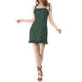 thumbnail image 2 of MODA NOVA Junior's Polka Dots Sleeveless A Line Slip Ruffle Tie Short Mini Dress Green-Dots XXL, 2 of 5