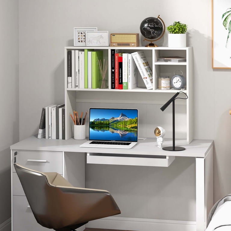 Costway Computer Desktop Bookcase Organizer, White photo 2