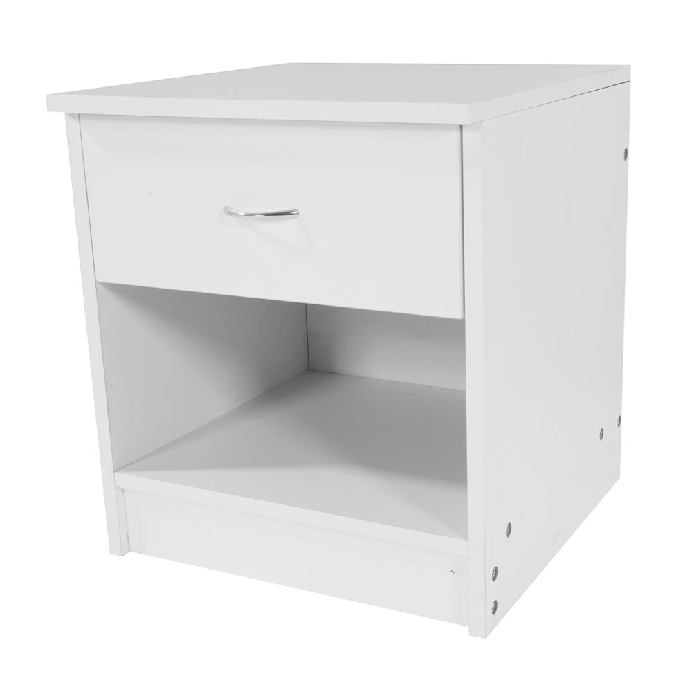 Lowestbest One Drawer Night Stand, Side Table for Living Room and Bedroom with Curved Handle, White Lowestbest One Drawer Night Stand, Side Table for Living Room and Bedroom with Curved Handle, White