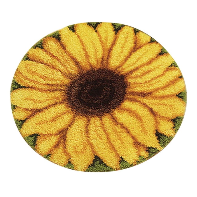 QJUHUNG DIY Latch Hook Kit Rug Flower Dog Football Latch Hooking Kits for Beginners - Sunflower
