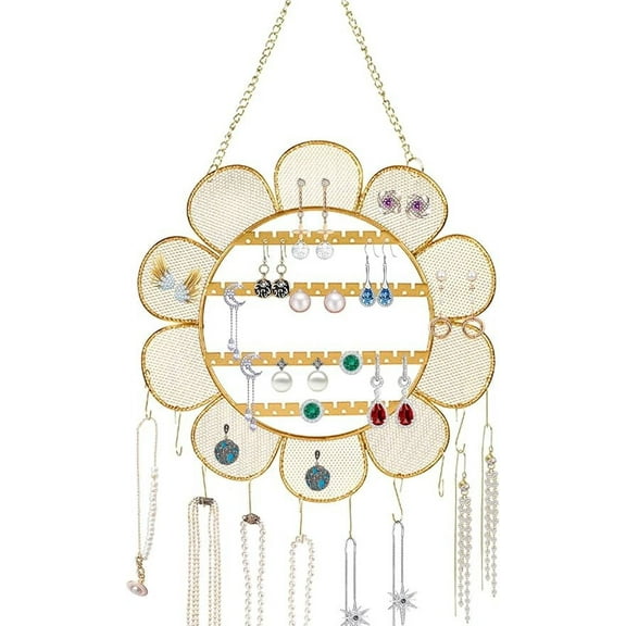 Flower Shaped Earring Holder Wall Mounted Earring Rack Hanging Jewelry Organizer Wall Necklaces Storage Grid Shape Jewelry Display Stand for Stud Earring Bracelets