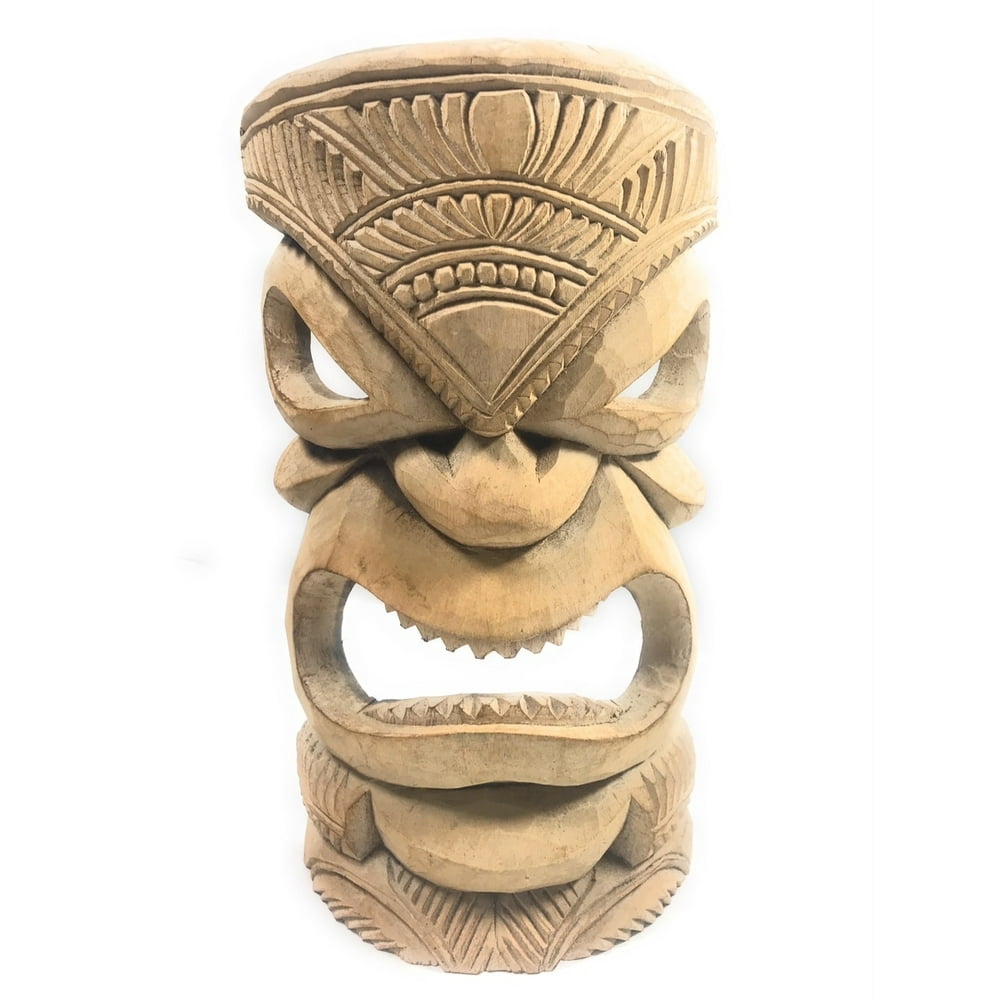 Hand Carved Tiki Mask 14" Hibiscus Wood Made In Hawaii tmmk02