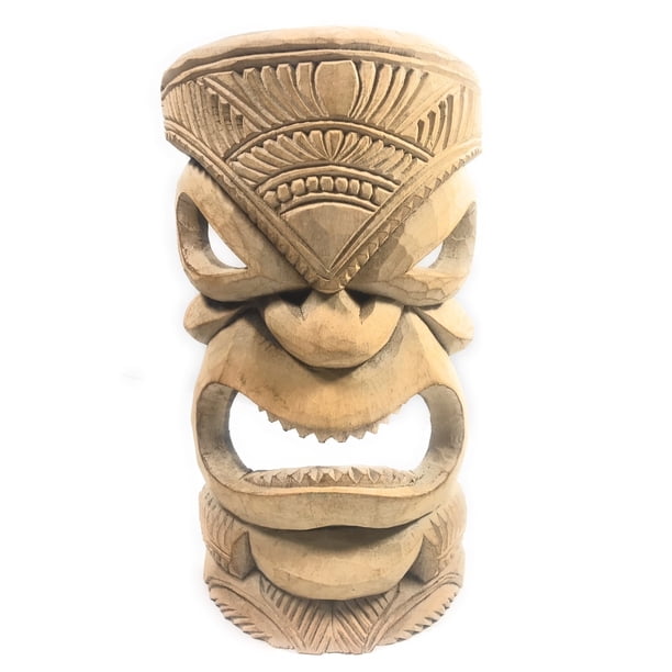 Hand Carved Tiki Mask 14" Hibiscus Wood Made In Hawaii tmmk02