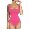 thumbnail image 2 of Black and Friday Clothing Sales Idoravan Women's Slimming Long Leg Bodysuit,Women's Sexy Seamless Neck Sleeveless Tapered Shoulder Strap Jumpsuit Hot Pink XL, 2 of 9