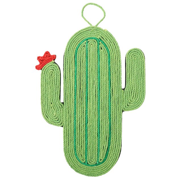 Tapis à Griffer Chaton Dessin Animé Cactus Chat Tapis en Sisal avec Corde Suspendue