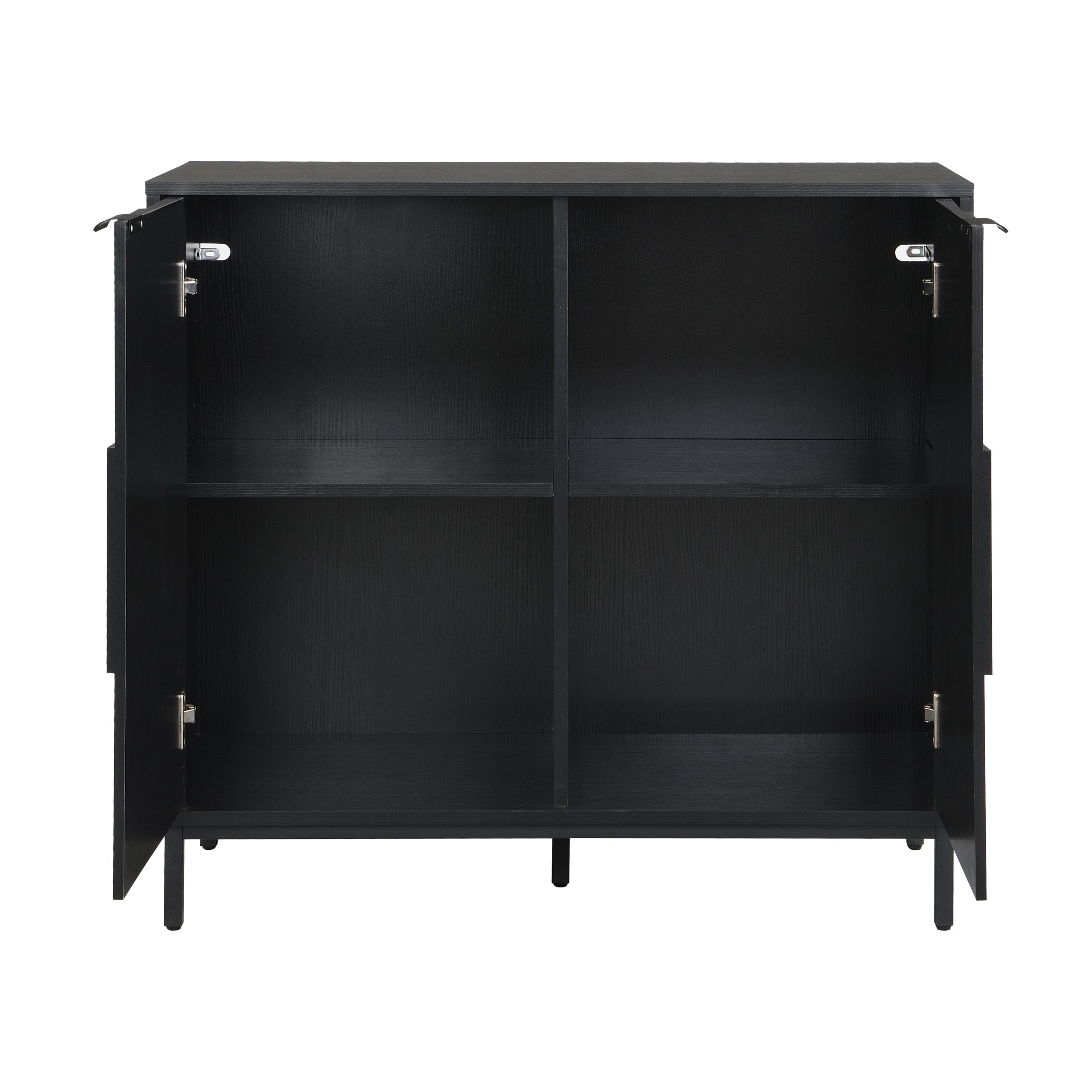 Christopher Knight Home 35" Checkered Accent Cabinet, 2-Door Storage Sideboard with Metal Legs, Matte Black