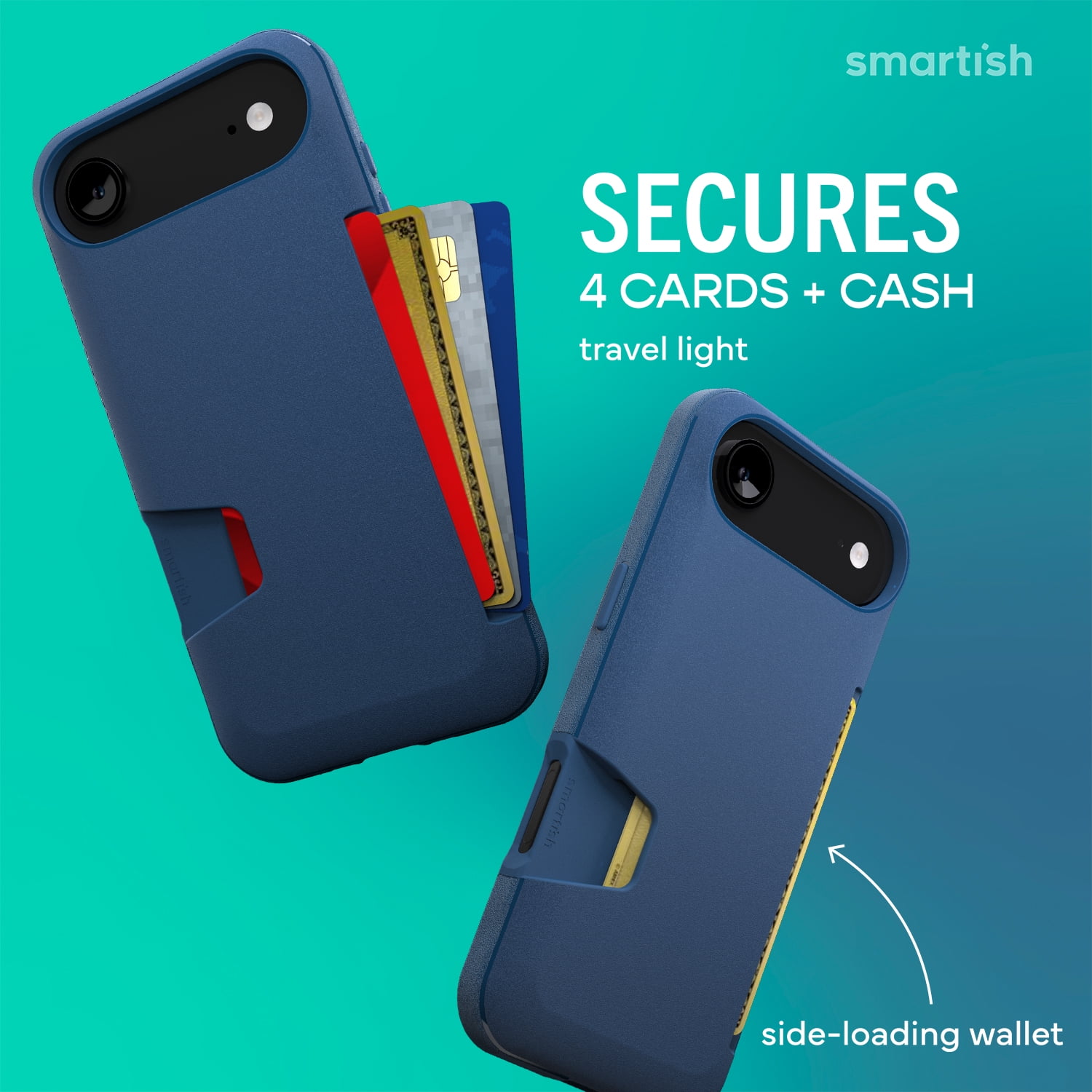 Smartish® iPhone 17 Air Wallet Case - Wallet Slayer Vol. 1 [Slim + Protective] Credit Card Holder - Drop Tested Flip Hidden Card Slot Cover For Apple iPhone 17 Air - Blues on The Green